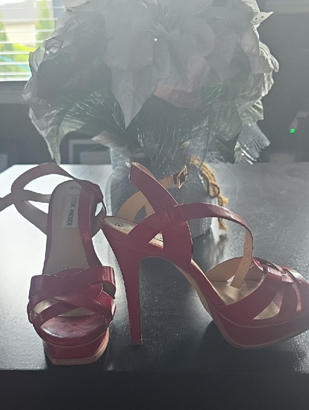 Steve Madden Red Strappy Platform Stiletto Sandals